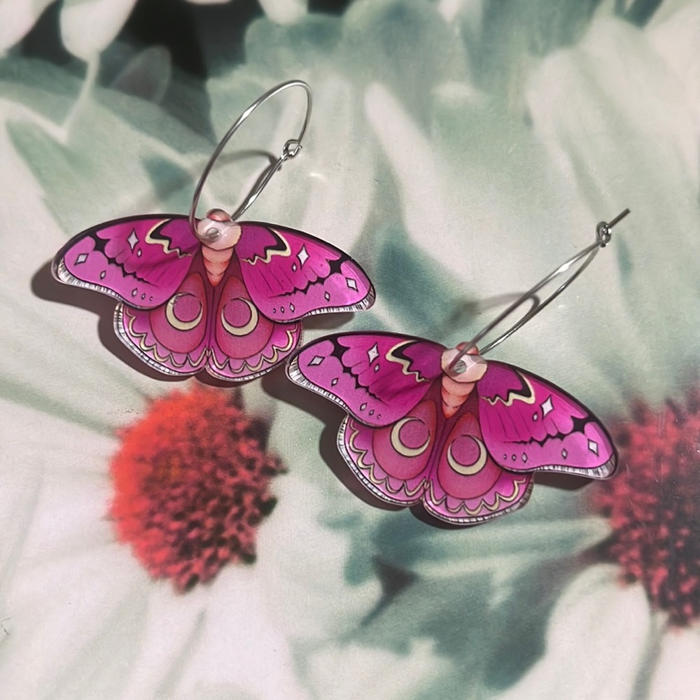 NWT Pink Lunar Moth Dangles